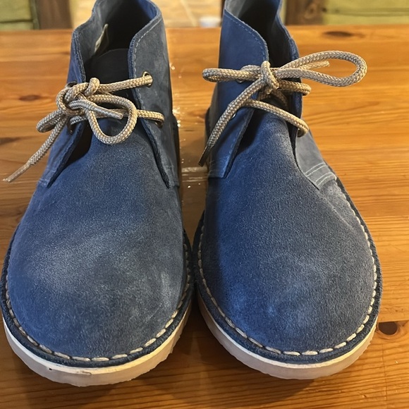 Roamers Denim Blue L777 Real Suede Leather 2 Eye Round Toe Overstitching Size 8 - Picture 4 of 13